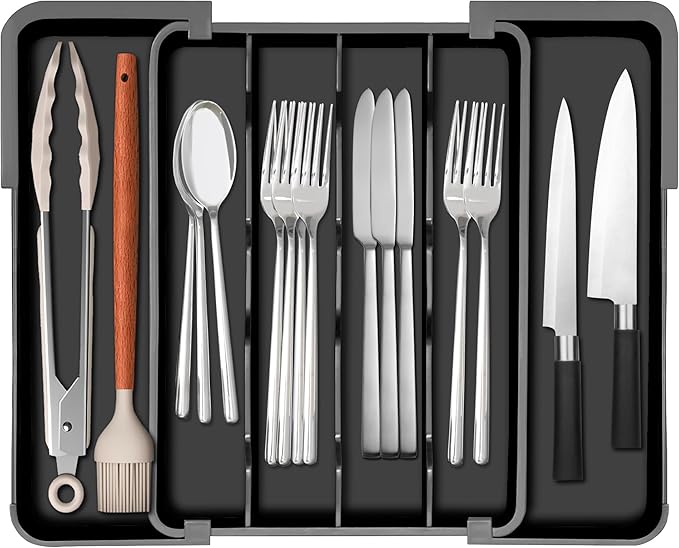 Silverware Organizer, Expandable Kitchen Drawer Organizer Utensil Holder