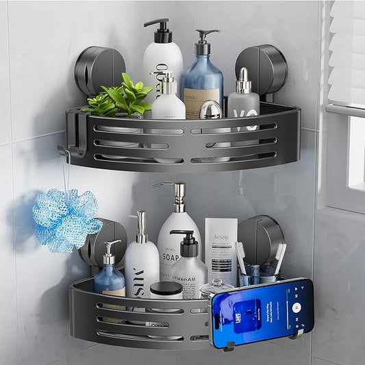 Suction Cup Shower Caddy, No Drilling Corner Shower Shelves Heavy Duty