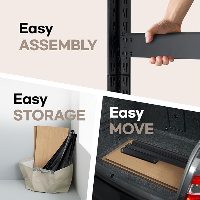 HOMEDANT House 24.4" W 5 Tier Heavy Duty Garage Shelving Adjustable Metal Rack Storage Shelves Standing Shelf Unit Organizers Pantry Closet Office Black 2Pack
