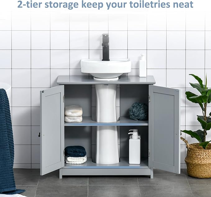 23.5" Pedestal Sink Storage Cabinet, Gray
