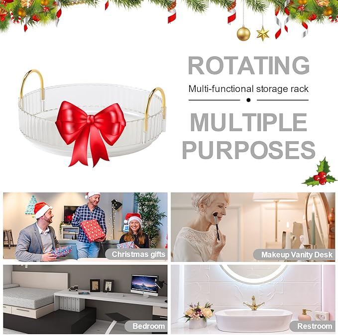 360° Rotating Makeup Organizer, 1 Tier, Clear