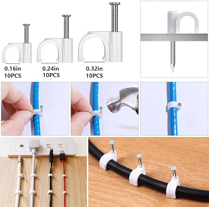 327PCS White Cable Management Kit 4 Cable Cable Sleeves