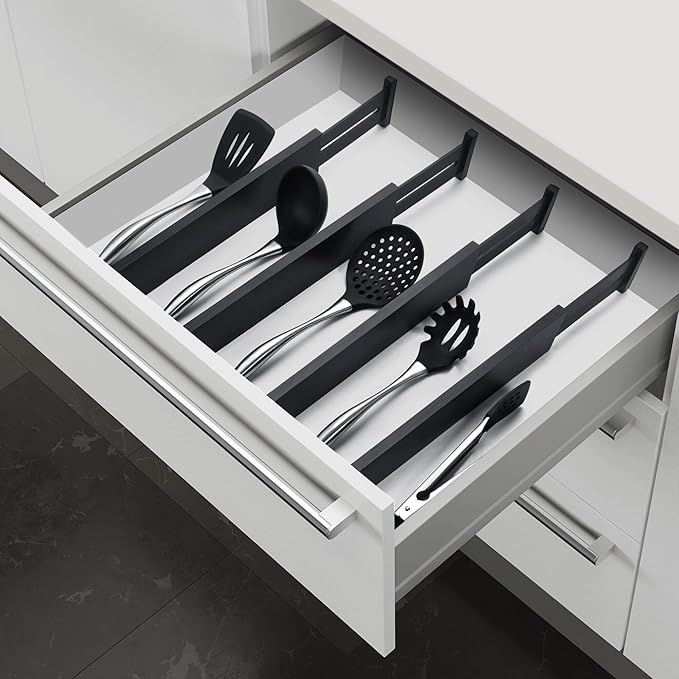 4 Pack Bamboo Drawer Dividers 2.6" High, Black