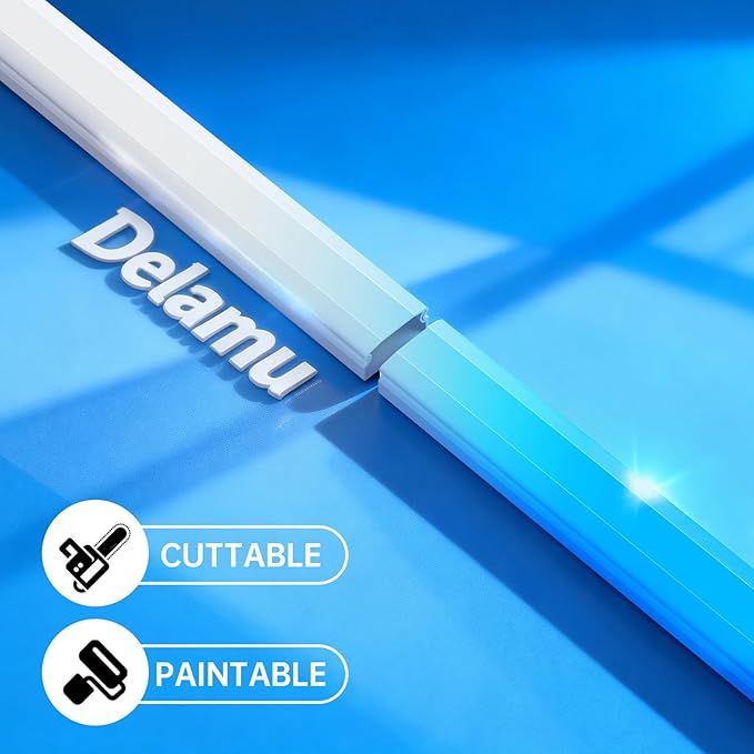 Delamu TV Cord Hider, Cord Covers for 3-4 Wires on Wall, Large Cable Hider Cable Management, Easy Set up Wire Hiders Wire Covers for Cords on Wall, TV Cables Cover Raceway, 6X W1.18 H0.67in, White