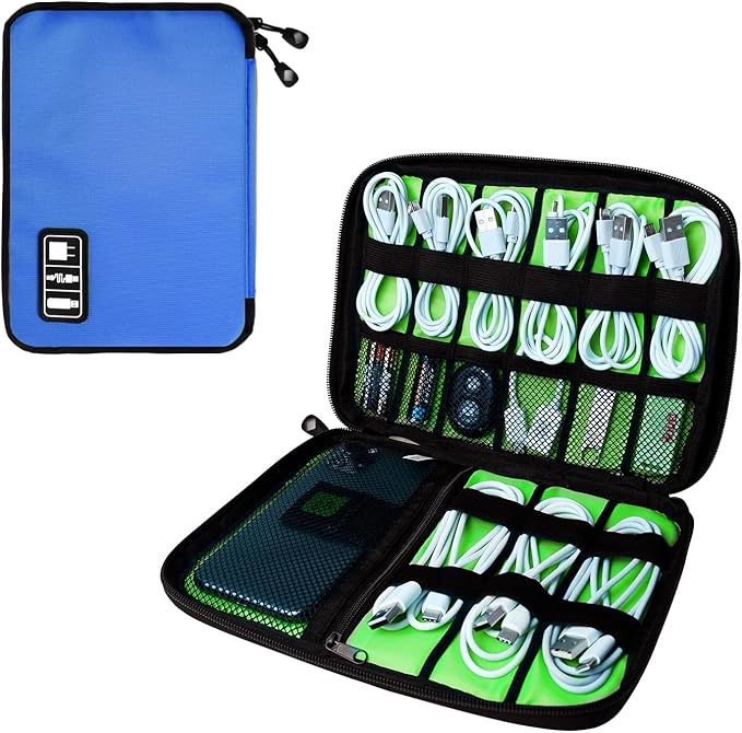 Lcsmaokin Electronics Organizer Travel Case,Electronic Accessories Storage Bag,Portable Waterproof Cable Organizer Bag,Travel Cord Organizer Bags for Small Charging Cord Storage,SD Card-Royal Blue