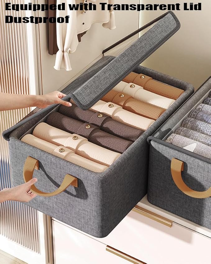 Closet Clothes Organizer Bins 6 Pc, Fabric Box Storage Shelf Bins Stackable