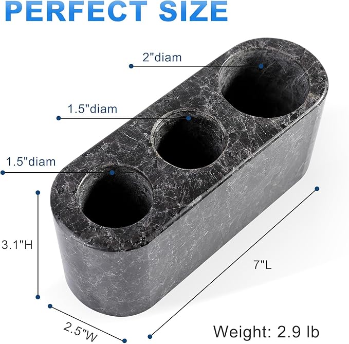 BCS Toothbrush Holder for Bathrooms, 3 Slots Marble Toothbrush Organizer, Makeup Brush Stand Toothbrush Storage Collection for Bathroom Countertop Vanity Organization - Marron Bahia