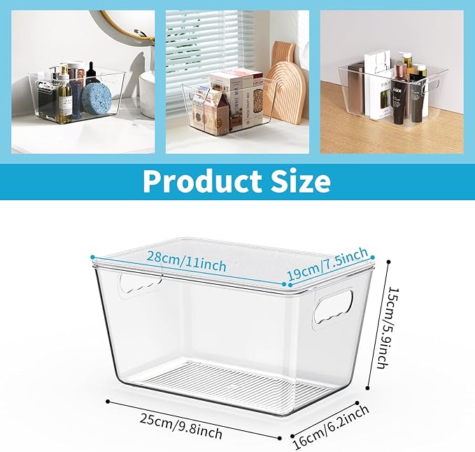 4 Pack Clear Stackable Storage Bins with Lids