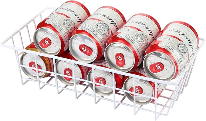 Orgneas Freezer Organizer Bins Metal Wire Storage Baskets for Upright Refrigerator Chest Freezer, Kitchen Pantry Storage and Organization for Fruit Vegetable Soda Cans Toys and Snacks, Set of 4