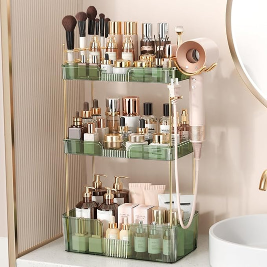 Bathroom Counter Organizer for Vanity, Green, 3Tiers
