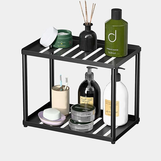 2 Tier Bathroom Counter Organizer, Rectangular Vanity Organizer Shelf