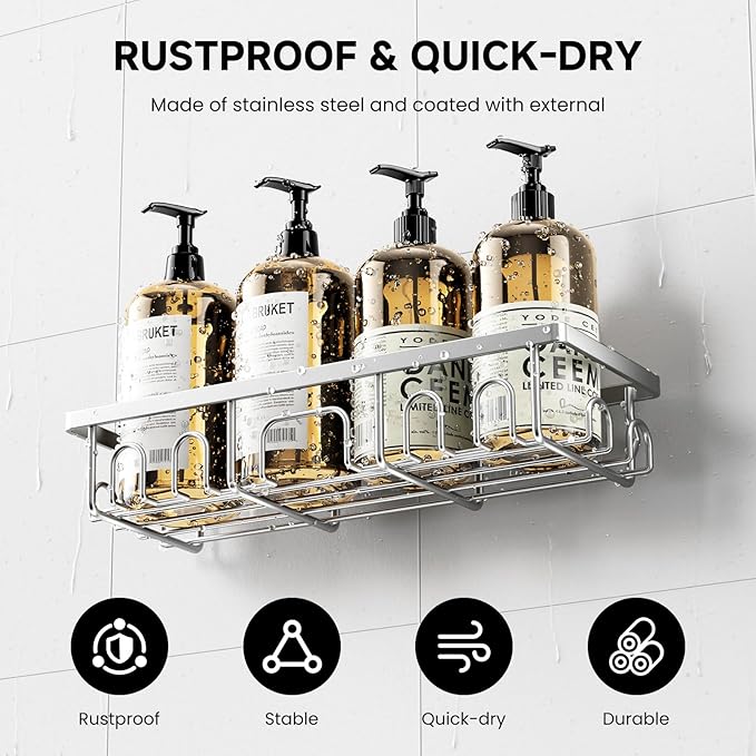 Shower Caddy, 3 Pack Shower Shelves for Inside Bathroom, Silver