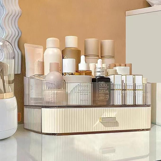 Makeup Organizer with Stackable Drawers, Cream