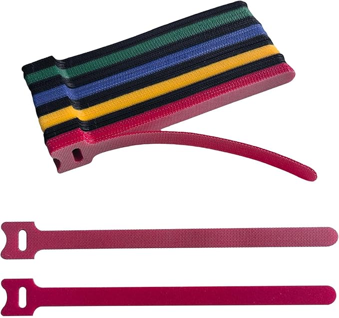8 Inches Multi-Colour Reusable Cable Ties Cord Straps Multi-Purpose Wire Ties Cord Wrap Hook and Loop Organizer Cable Management,Adjustable Cord Ties for Organizing Home,Office,Data Centers,56 PCS