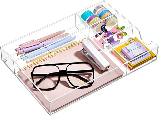 Acrylic Desk Drawer Organizer 12.2 x 8.27 x 1.77 Inch Storage Tray Organizer