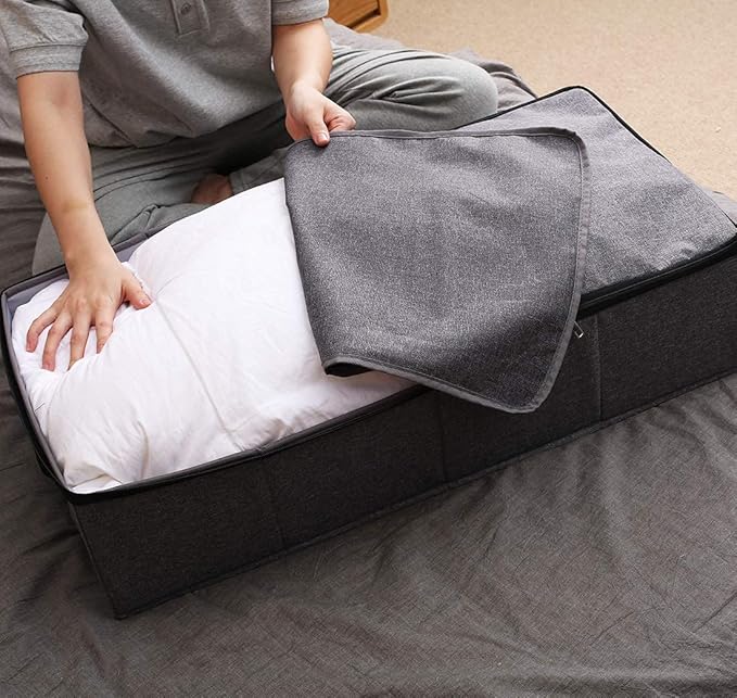Foldable Under Bed Storage Basket Container [2 Pack] with Durable Fabric