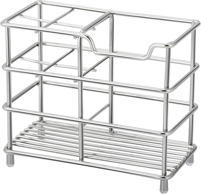 Urbanstrive 304 Stainless Steel Bathroom Toothbrush Holder Toothpaste Holder Stand Bathroom Accessories Organizer, Silver