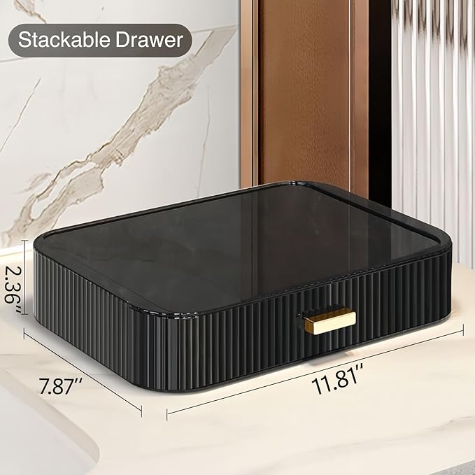 Stackable Cosmetics Organizer Drawers, Nail Care-Black