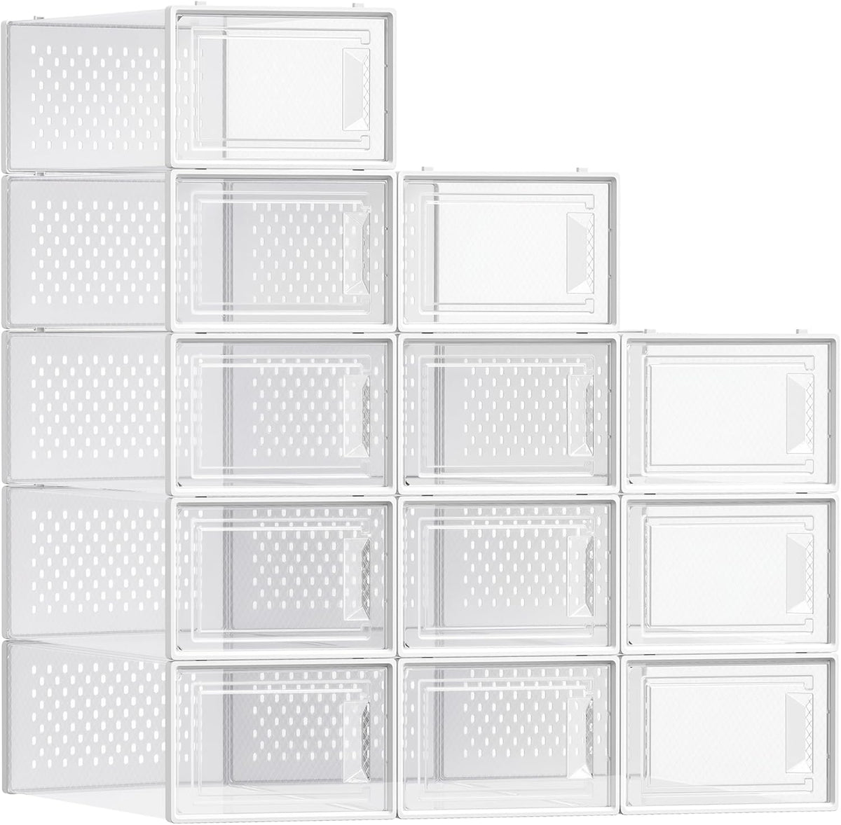 Shoe Boxes, Clear Plastic Sneaker Box, Pack of 12