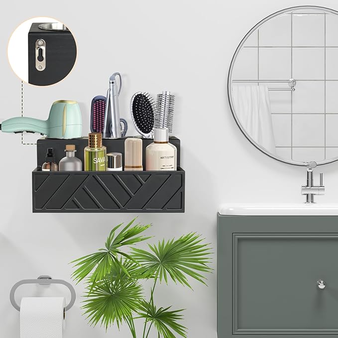 Hair Tool Organizer Wall Mounted, Hair Dryer Holder, Bathroom Countertop Organizer for Bathroom Accessories, Blow Dryer Organizer for Curling Iron, Hair Styling Tools, Vanity Organizer for Makeup