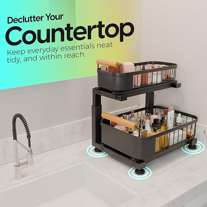 Premium Heavy Duty Carbon Steel Under Sink Organizer