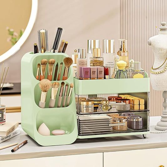 Makeup Organizer with Drawers, Green