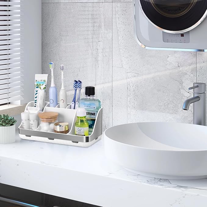 Toothbrush Holders for Bathrooms Countertop Organizer, Silver