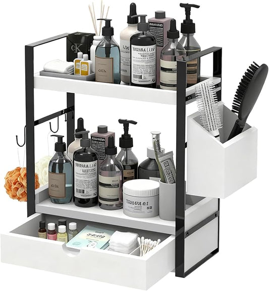2-Tired Bathroom Counter Organizers and Storage, White