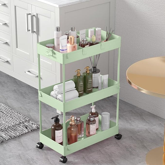 3 Tier Rolling Cart with Wheels, Green