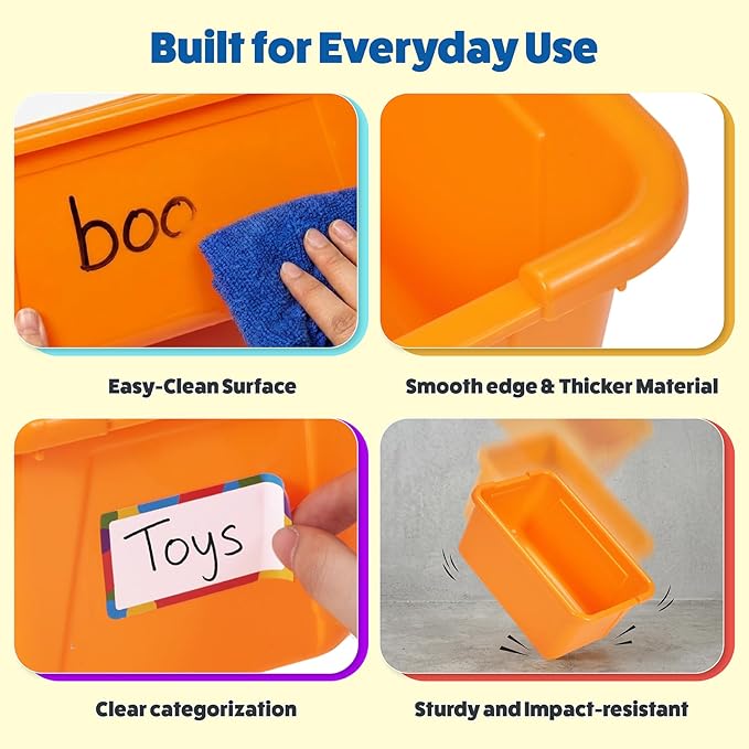 6 Quart Storage Bins with Lids, 6, Colorful Without Lid