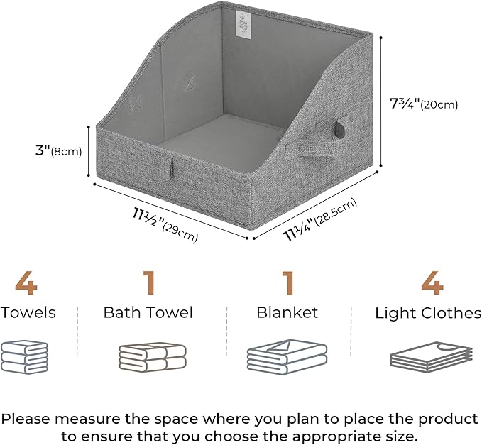 GRANNY SAYS Trapezoid Storage Bins, Closet Storage Bins, Purse Storage, Linen Closet Organizers and Storage, Storage Bins for Shelves, Dark Gray, Medium, 3-Pack