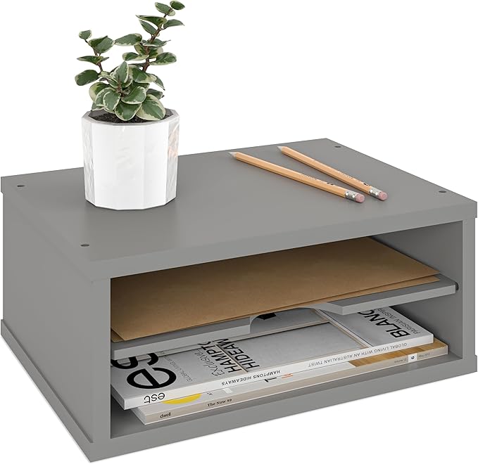 File Organizer, 2-Tier Document Paper Sorter, Gray