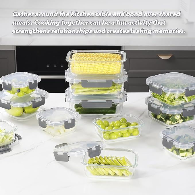 12 Pack Glass Food Storage Containers with Lids