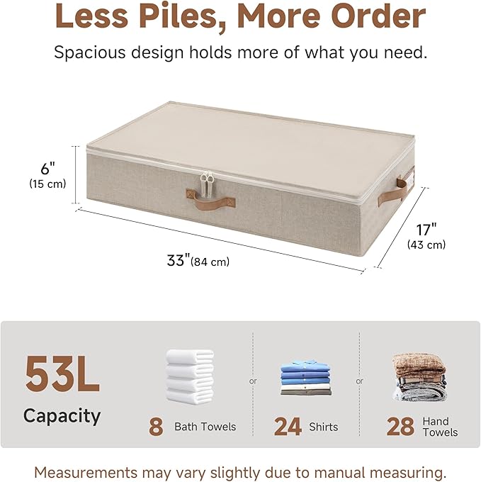 Underbed Storage Containers with Lids, Taupe
