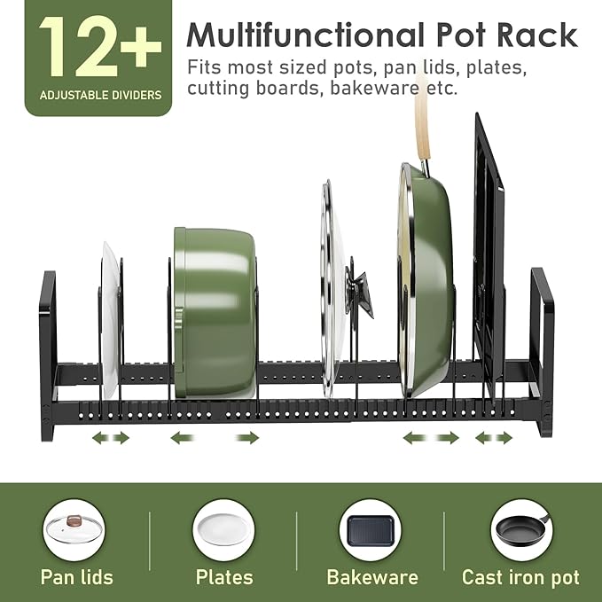 Pot Rack Pan Organizer inside Cabinet