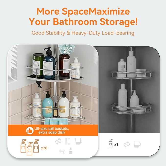 Corner Shower Caddy Tension Pole Rustproof