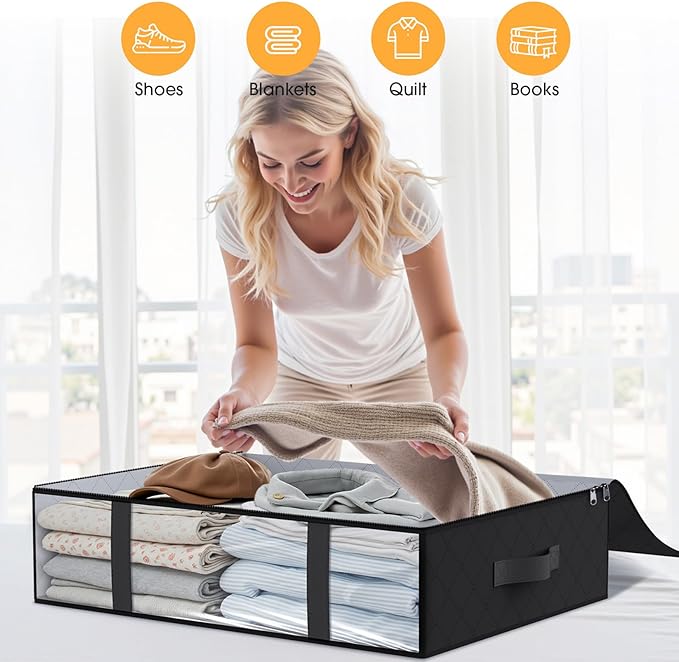 Under Bed Storage Bags 2 Pack, Black