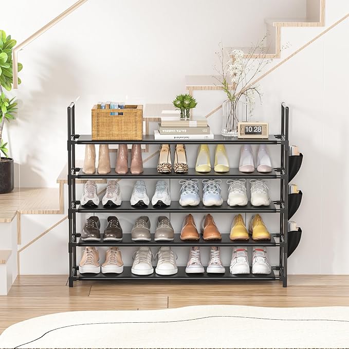 5 Tier Shoe Organizer Rack for Closet, Entryway, Garage, Door, Space Saving