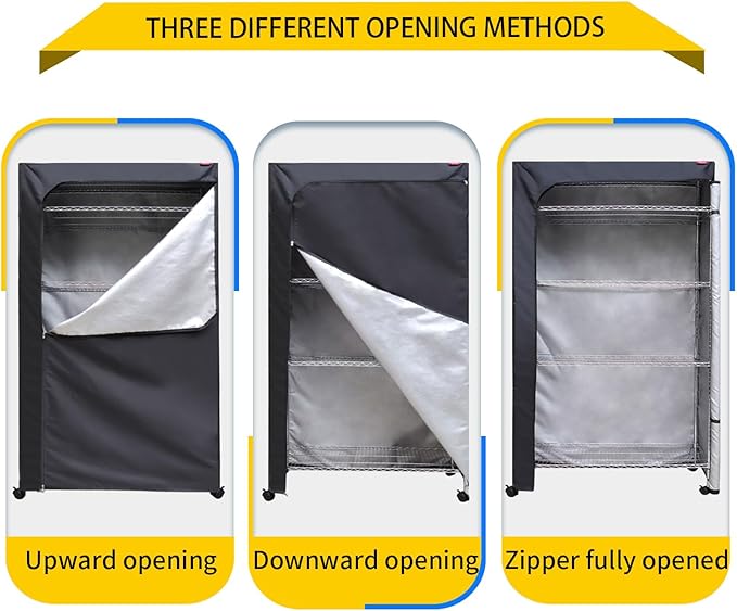 Waterproof Shelf Cover for Wire Shelving – Fits 36" W x 18" D x 62" H Storage Rack, Heavy Duty Oxford Fabric with Clear Front & Two-Way Zipper for Closet, Pantry, Laundry (Black, Cover Only)