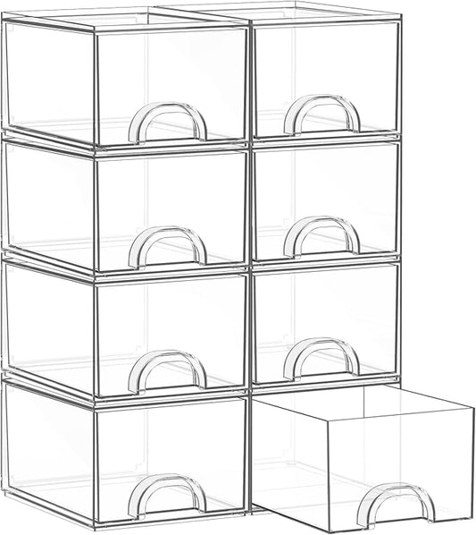 8 Pack Small Clear Stackable Acrylic Storage Boxes for Art Tool & Sketch