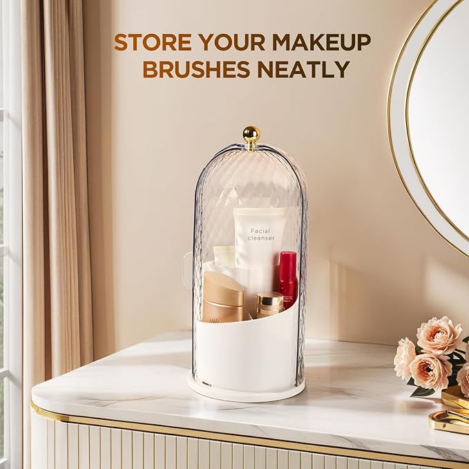 3 Slots Toothbrush Holders with Lid, White
