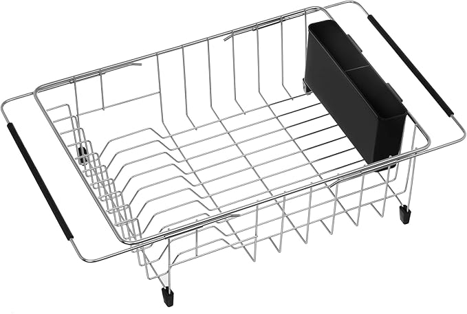Expandable Multifunctional Dish Drying Rack, Rustproof Stainless Organizer