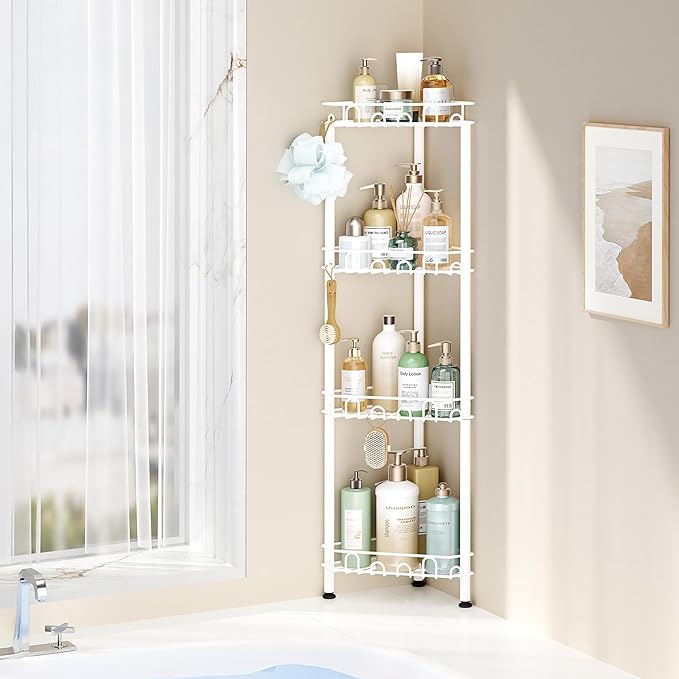Standing Shower Caddy Corner, White