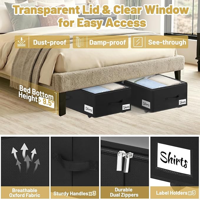 Under Bed Storage with Wheels, 28.3 X 16.5 X 9.5 in