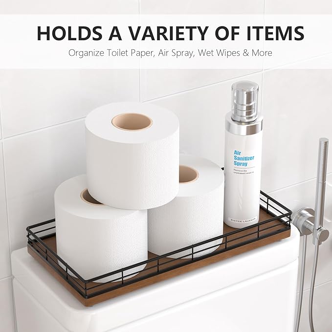 Toilet Paper Basket Organizer, Black & Brown