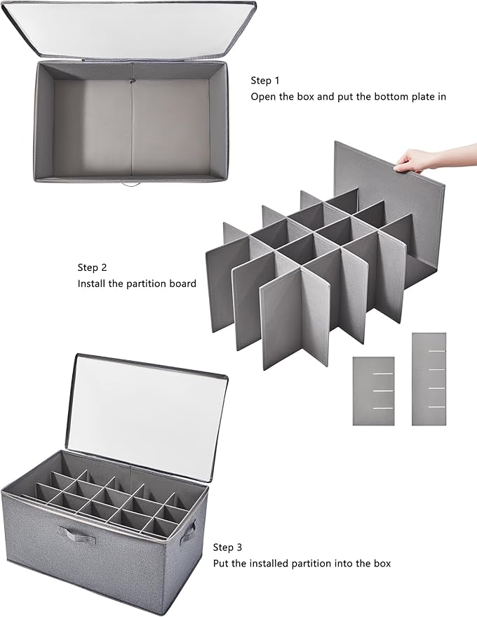 Berdeng Shoe Storage Organizer for Closet, Shoe Box Organizer, Space Saving Foldable Shoe Rack, Shoe Storage Cabinet with Clear Cover and Reinforced Handles, Fits 20 Pairs, Grey