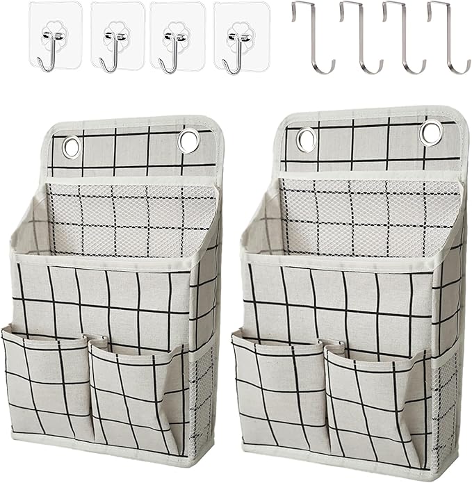 Hanging Basket for Organizing, White Grid2