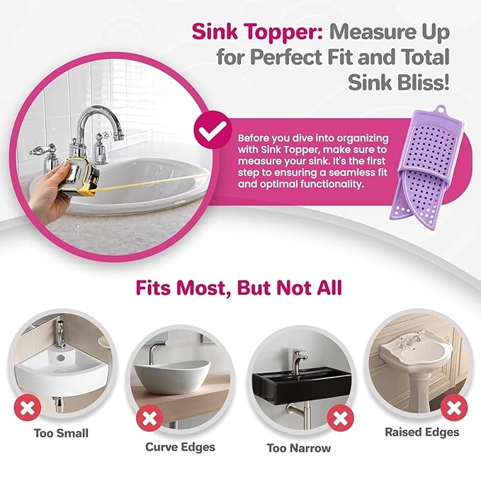 Sink Topper Bathroom Counter Cover & Storage Saver, Large - Lavender