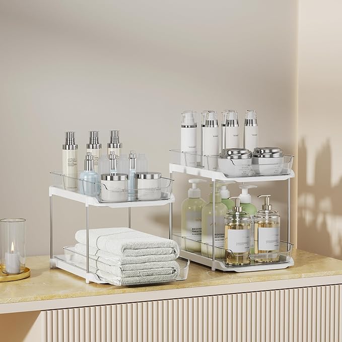 3 Pack 2-Tier Bathroom Under Sink Organizers and Storage