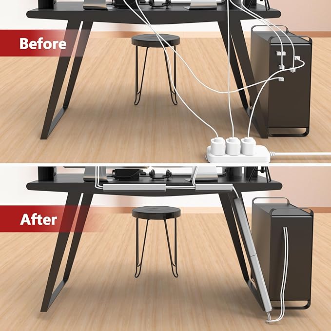 Under Desk Cable Management, 15.7 in Computer Cable Management White